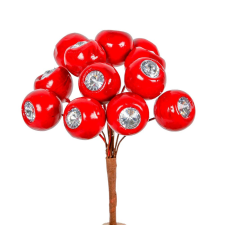  Strasszos csipkebogyó pick piros 15cm dekorációs kellék