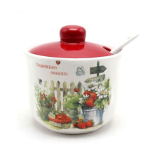  Strawberry epres kerámia cukortartó kanállal - 260 ml papírárú, csomagoló és tárolóeszköz