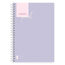 Street Spirálfüzet STREET Pad A/5 kockás 100 lapos lila pöttyös füzet