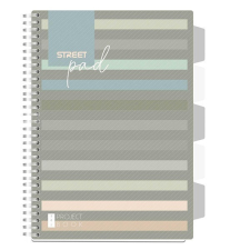 Street Spirálfüzet STREET Pad regiszteres A/4 kockás 100 lapos sötét csíkos füzet
