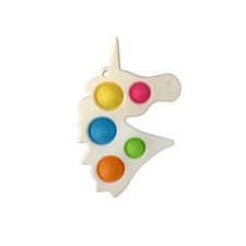 Stresszoldó játék, Pop it, kulcstartó, 9 cm, Unikornis fehér kulcstartó