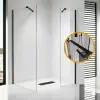 Stuxi Milano Easy Black Kombi Plus 1 Walk-in zuhanyfal, 130x120 cm, 8 mm vastag vízlepergető biztonsági üveggel, helytakarékos stabilizátorral, polccal
