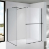 Stuxi Milano Kombi Plus 1 Black Walk-in zuhanyfal, 70x120 cm, 8 mm vastag vízlepergető biztonsági üveggel, polccal és törölközőtartóval