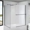 Stuxi Milano Kombi Plus 1 Black Walk-in zuhanyfal, 80x100 cm, 8 mm vastag vízlepergető biztonsági üveggel, polccal és törölközőtartóval