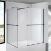 Stuxi Milano Kombi Plus 2 Black Walk-in zuhanyfal, 140x100 cm, 8 mm vastag vízlepergető biztonsági üveggel, 2 polccal és törölközőtartóval