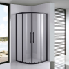 Stuxi Nizza 80x80 cm íves két tolóajtós zuhanykabin 6 mm vízlepergető biztonsági üveggel, fekete elemekkel, 190 cm magas, zuhanytálcával és szifonnal