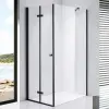 Stuxi Verona Black 80x110 aszimmetrikus csuklóajtós zuhanykabin 6 mm vízlepergető biztonsági üveggel, fekete