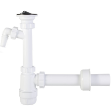 Styron Mosdó búraszifon dugós túlfolyós leeresztőszeleppel, mosógép csatlakozóval, 40 mm-es elfolyással szaniter