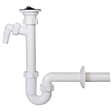 Styron Mosdó csőszifon dugós leeresztőszeleppel, mosógép csatlakozóval, 32 mm-es elfolyással szaniter
