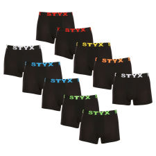 Styx 10PACK Férfi boxeralsó Styx sportos gumipánt fekete (10G9601) M férfi alsó