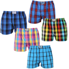 Styx 5PACK férfi bő szárú boxeralsó Styx klasszikus gumipánt többszínű (5A0112346) S