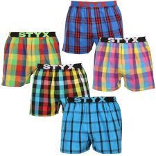 Styx 5PACK férfi bő szárú boxeralsó Styx sportos gumipánt többszínű (5B0112456) L férfi alsó