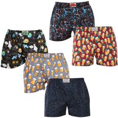 Styx 5PACK férfi bő szárú boxeralsók Styx art klasszikus gumipánt többszínű (5A1378145) XXL