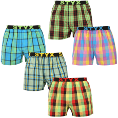 Styx 5PACK férfi bő szárú boxeralsók Styx sportos gumipánt többszínű (5B110105) L