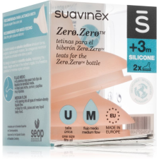 Suavinex Zero Zero Bottle Teat etetőcumi M Medium Flow 0 m+ 2 db etetőcumi