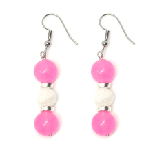  Sugar Candy pink jade és hegyikristály fülbevaló fülbevaló