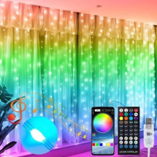 Sumker Intelligens Bluetooth RGBIC Függöny Távirányító és App Vezérléssel 3x3m karácsonyfa izzósor