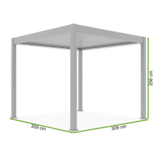  SUN ELEGANCE 3x3 m Motoros fehér terasz pergola + LED világítás kerti bútor