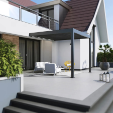 SUN ELEGANCE WALL 3x3 m Motoros antracit terasz pergola + LED világítás kerti bútor