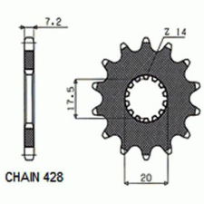 SunStar SUNF226-14 első lánckerék Sunstar Erőátviteli alkatrész Lánc, lánckerék, láncszett Első lánckerék egyéb motorkerékpár alkatrész