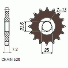 SunStar SUNF373-16 első lánckerék Sunstar Erőátviteli alkatrész Lánc, lánckerék, láncszett Első lánckerék egyéb motorkerékpár alkatrész