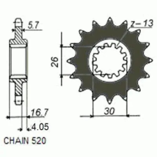 SunStar SUNF393-16 első lánckerék Sunstar  Erőátviteli alkatrészek Láncok, lánckerekek, láncszettek Első lánckerekek egyéb motorkerékpár alkatrész
