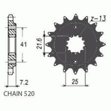 SunStar SUNF396-16 Első lánckerék Sunstar Erőátviteli alkatrész Lánc, lánckerék, láncszett Első lánckerék egyéb motorkerékpár alkatrész