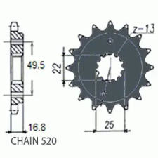 SunStar SUNF397-16 első lánckerék Sunstar Erőátviteli alkatrészek Láncok, lánckerekek, láncszettek Első lánckerekek egyéb motorkerékpár alkatrész