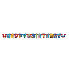 Super Mario Happy Birthday feliratú banner party kellék