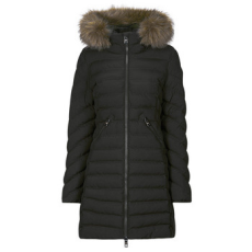 Superdry Steppelt kabátok FUJI HOODED MID FAUSSE FOURRURE Fekete DE 34