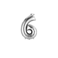 SuperShape - ezüst színű 6-os szám fólia lufi party kellék