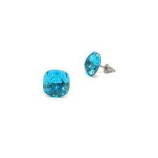  Swanis négyzetes párna fülbevaló - aquamarine - 8 mm fülbevaló