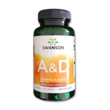 Swanson A&D VITAMIN halolajból A-5000NE+ D-400NE 250 kapszula vitamin és táplálékkiegészítő