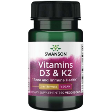 Swanson D3 + K2  vitaminok / 60 db növényi (vegán) kapszula vitamin és táplálékkiegészítő