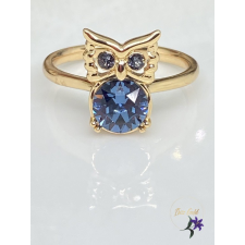  Swaroski köves antiallergén baglyos gyűrű 18K - kék gyűrű