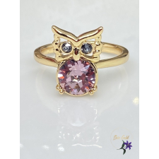 Swaroski köves antiallergén baglyos gyűrű 18K - lila gyűrű