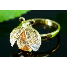 Swarovski Arannyal bevont katicabogár gyűrű borostyánszínű Swarovski kristállyal (0883.) gyűrű