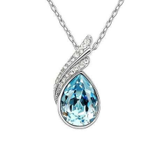 Swarovski Esőcsepp nyaklánc fehérarany bevonattal, kék ausztriai kristállyal (0163.) nyaklánc