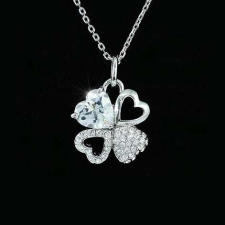 Swarovski Fehérarannyal bevont lóhere nyaklánc áttetsző ausztriai kristályokkal (0180.) nyaklánc