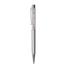 Swarovski Golyóstoll, ezüst, felül fehér SWAROVSKI® kristállyal töltve, 14 cm, ART CRYSTELLA® toll