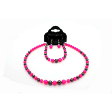  Swarovski gyöngy ékszerszett - Neon Pink &amp; Black ékszer szett