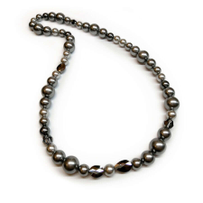 Swarovski gyöngy nyaklánc - Light Grey, Grey, Silver Night - ezüst nyaklánc
