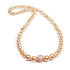 Swarovski gyöngy nyaklánc- Peach - barackszín nyaklánc