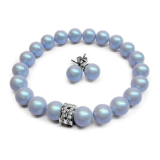  Swarovski Gyöngy Szett - Karkötő és Fülbevaló - Halványkék ékszer szett