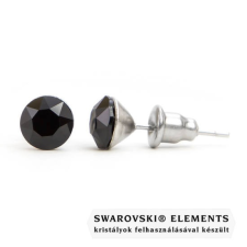 Swarovski Jazzy fekete Swarovski® kristályos fülbevaló - Kerek Jet ajándéktárgy