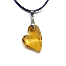  Swarovski® kristályos bőr nyaklánc - 27 mm - Ferde szív - Golden Shadow nyaklánc