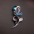 Swarovski Platinával bevont exkluzív virágszál bross óceánkék Swarovski kristállyal (1197.)