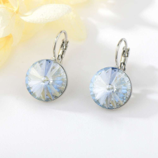 Swarovski Platinával bevont kör fülbevaló sötétkék Swarovski kristállyal (1225.) fülbevaló