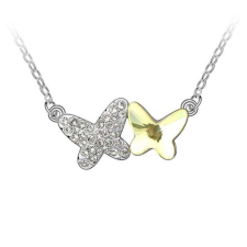 Swarovski Platinával bevont pillangó nyaklánc sárga és áttetsző Swarovski kristályokkal (0334.) nyaklánc