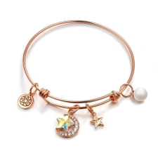 Swarovski Rózsaarannyal bevont, csillag + hold karperec színjátszó Swarovski kristályokkal (0395.) karkötő